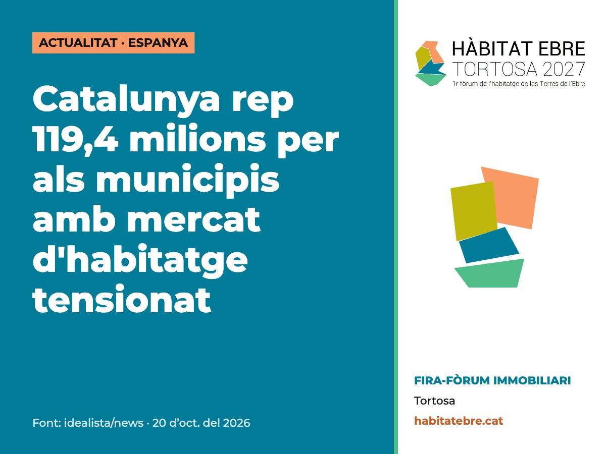 Catalunya rep 119,4 milions per als municipis amb mercat d'habitatge tensionat